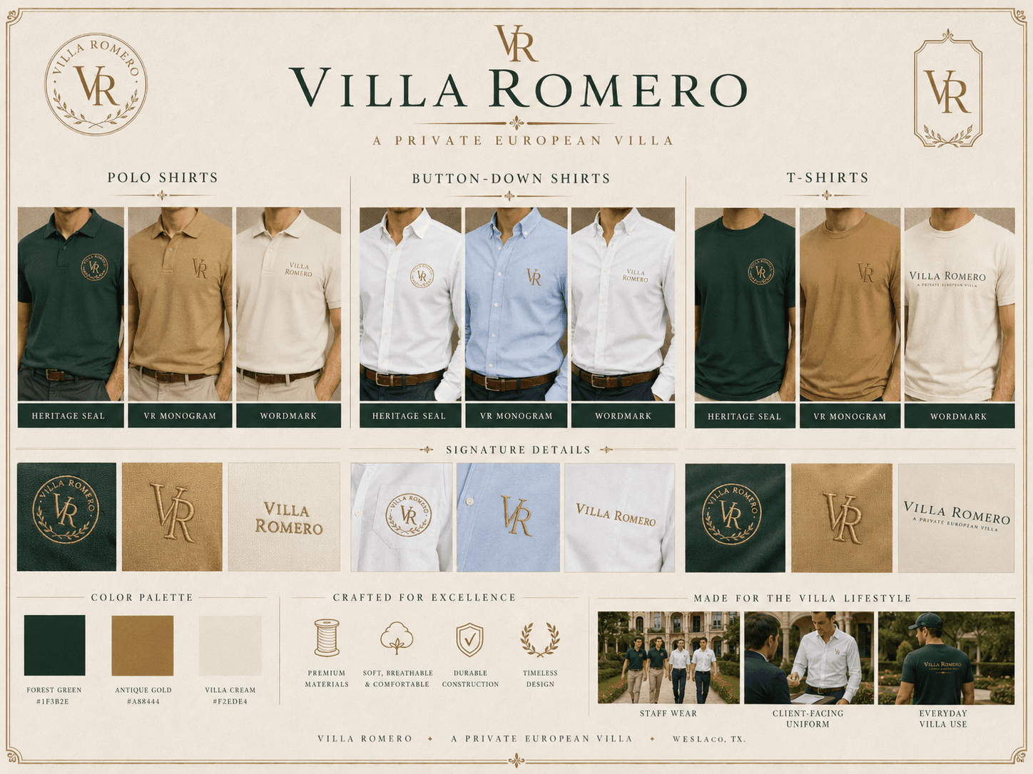 Villa Romero branded apparel concept collection