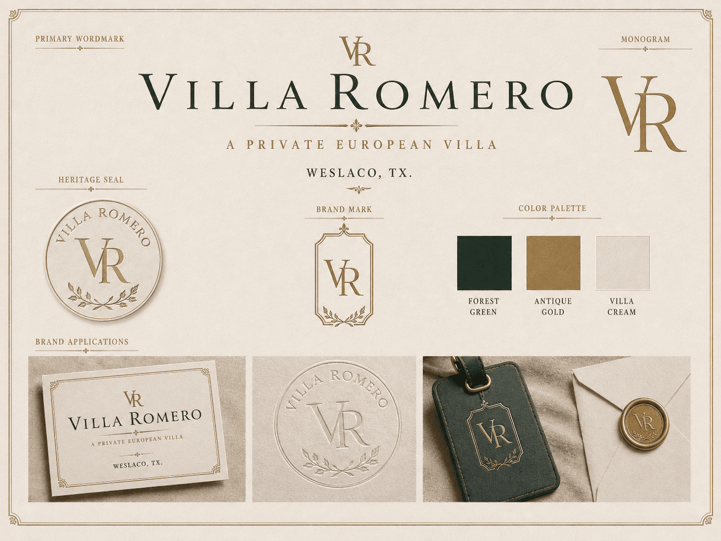 Villa Romero brand identity applications